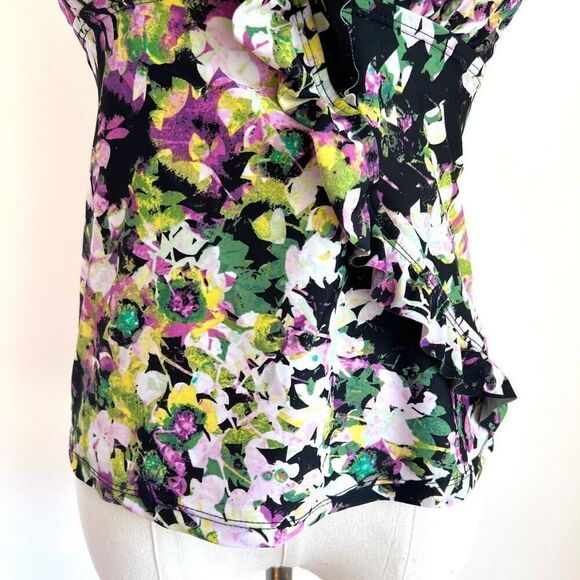 Love Your Assets by Spanx Halter Ruffled Tankini Top Size Medium Floral Print - Picture 6 of 14